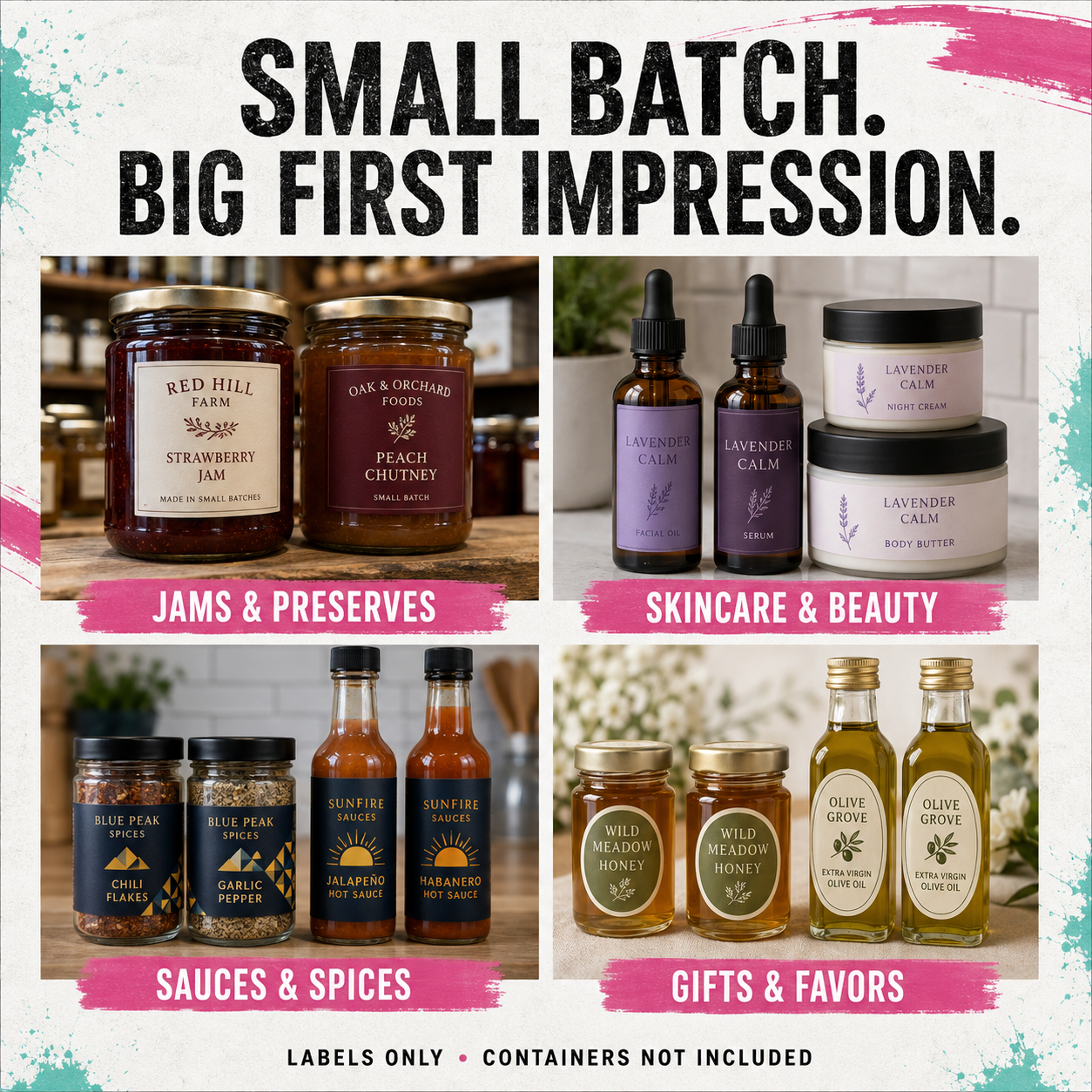 Custom Jar & Bottle Labels – Waterproof Vinyl Packaging Labels