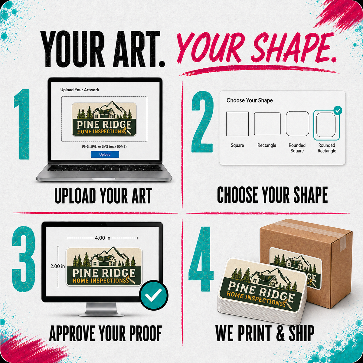 Custom Square & Rectangle Stickers – Waterproof Vinyl Labels