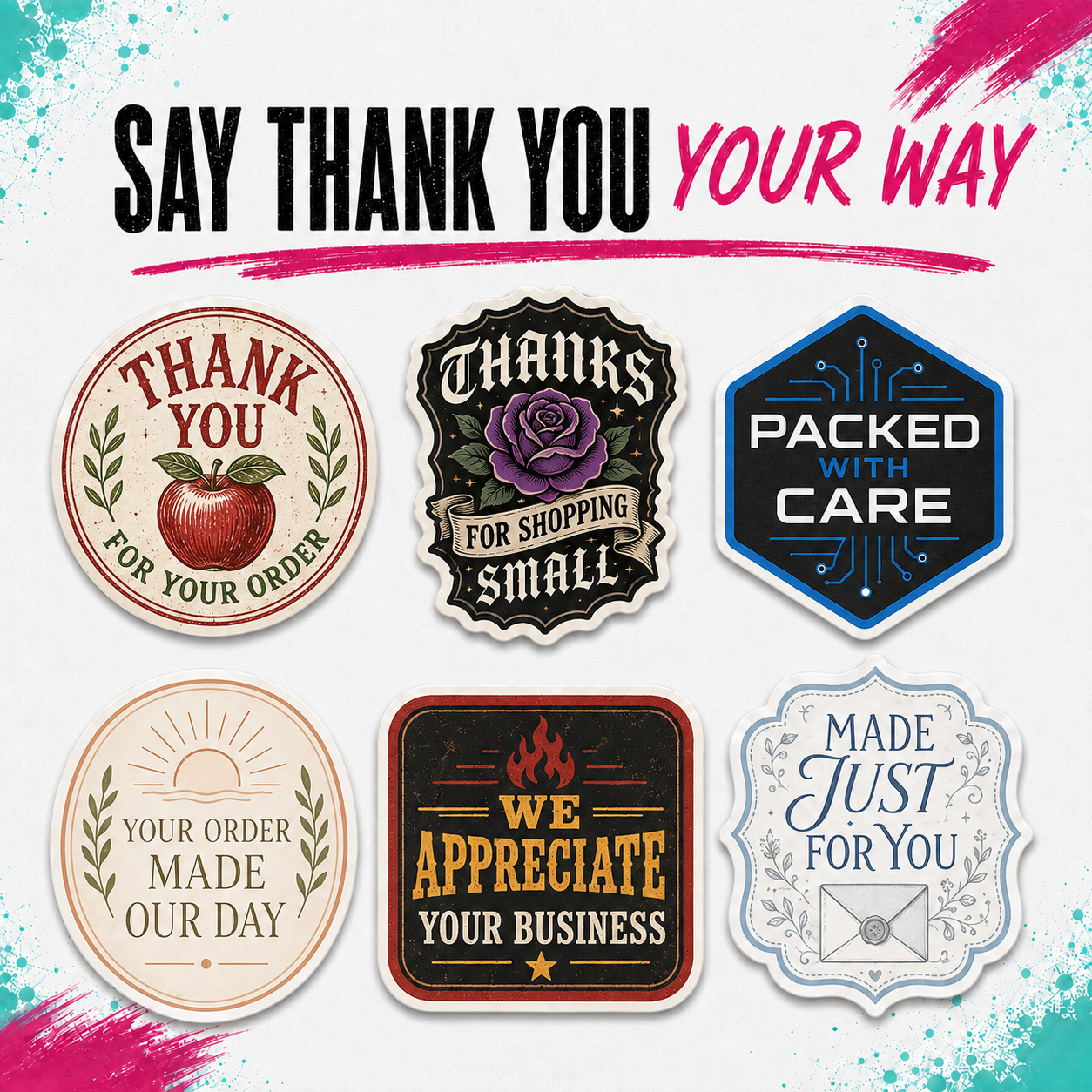Custom Thank You for Your Order Stickers – Branded Packaging Stickers