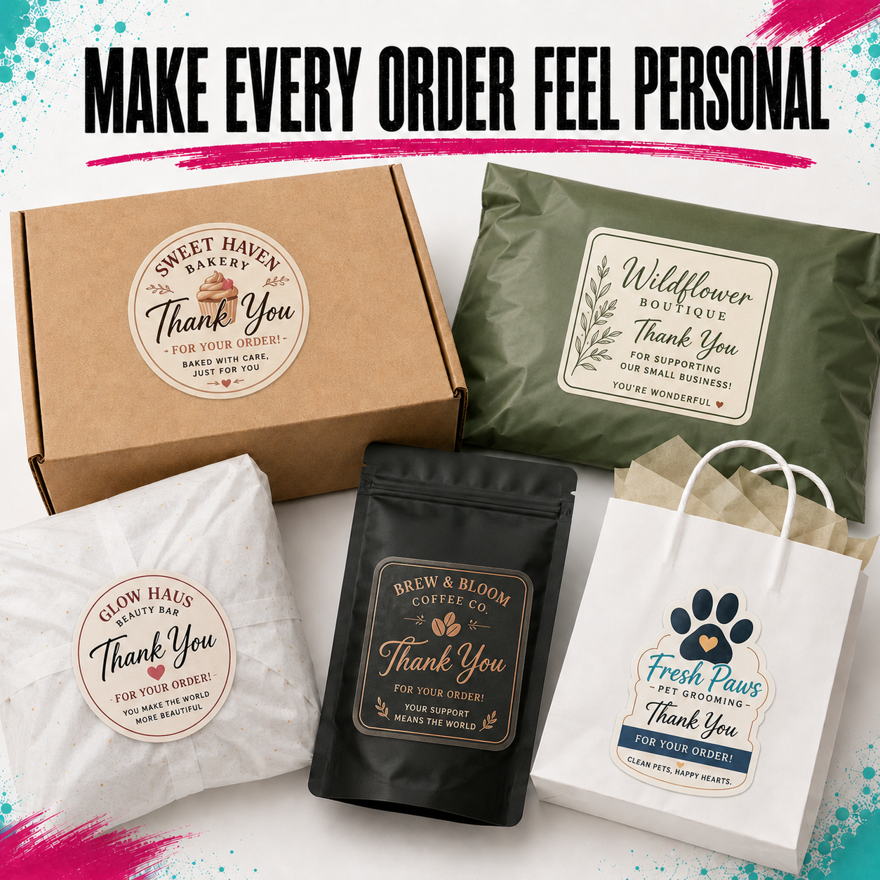 Custom Thank You for Your Order Stickers – Branded Packaging Stickers
